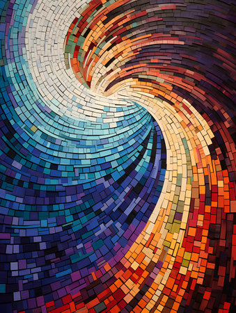 Abstract colorful background with mosaic. 3d rendering, 3d illustration.の素材