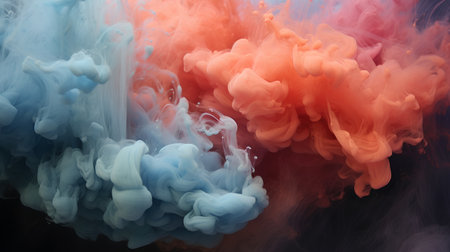Colorful ink in water on black background. Abstract background for design.の素材