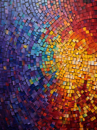 abstract background of multicolored mosaic tiles, closeup of photoの素材