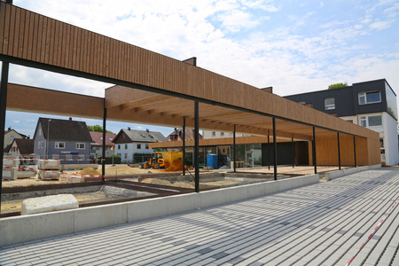 Construction of a new modern public community building in the village in Germany.の写真素材