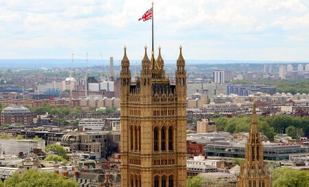London, Great Britain -May 22, 2016: London cityscape with Big Ben clock tower and Palace of...