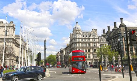 London, Great Britain -May 22, 2016: a look at the Parliament Street from Parliament Square