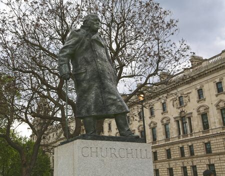 London, Great Britain -May 22, 2016: Statue of Winston Churchill, Parliament Square, created by Ivor Roberts-Jones.のeditorial素材