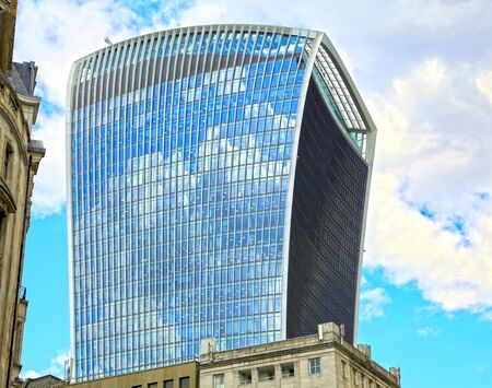 London, Great Britain -May 23, 2016: Fenchurch Street, a commercial skyscraper, the Walkie-Talkie, modern architecture building, business and commercial center, architect Rafael Vinoly in a postmodern styleのeditorial素材