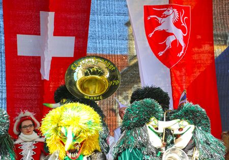 36th International carnival music festival, guggenmusic meeting in Schwaebisch Gmuend, Baden-Wuerttemberg, Germany, people are having fun.のeditorial素材