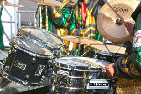 36th International carnival music festival, guggenmusic meeting in Schwaebisch Gmuend, Baden-Wuerttemberg, Germany, people are having fun.のeditorial素材