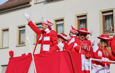 Donzdorf, Germany- March 03, 2019: traditional festive carnival processionのeditorial素材