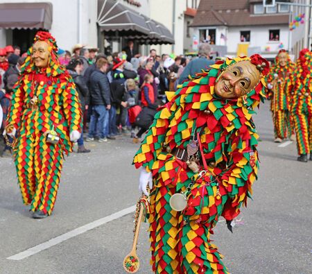 Donzdorf, Germany- March 03, 2019: traditional festive carnival processionのeditorial素材