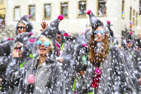 Donzdorf, Germany- March 03, 2019: traditional festive carnival processionのeditorial素材