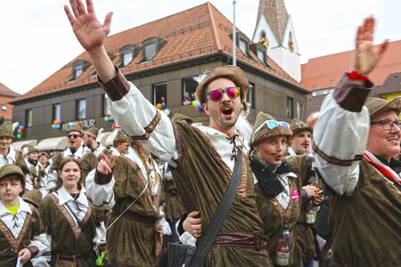 Donzdorf, Germany- March 03, 2019: traditional festive carnival processionのeditorial素材