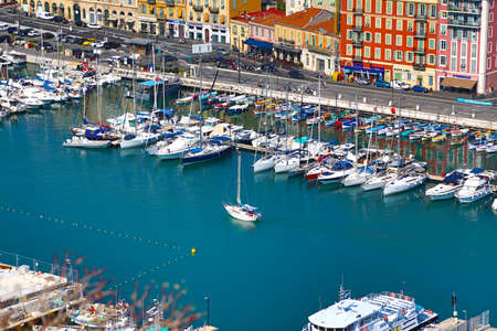 Beautiful view of the seaport of Nice, France.のeditorial素材