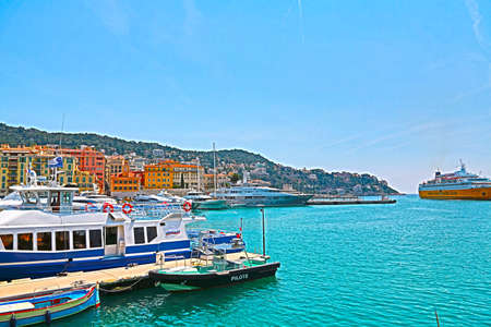 Beautiful view of the seaport of Nice, France.のeditorial素材