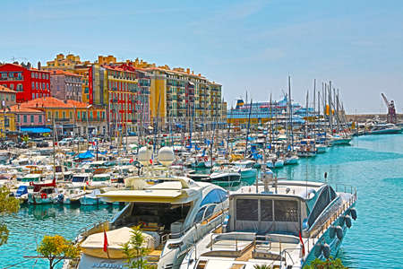 Beautiful view of the seaport of Nice, France.のeditorial素材