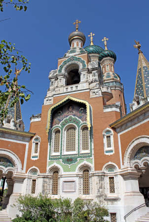 Nice, France - August 04, 2013: Old St Nicholas Russian Orthodox Cathedralのeditorial素材