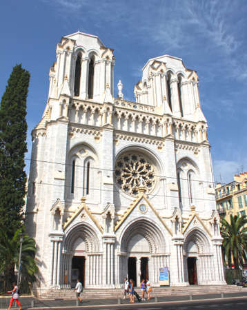 Nice, France - August 06, 2013: the gothic basilica of Notre-Dame deのeditorial素材
