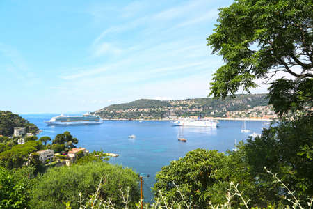Nice, France - June 17, 2014: a cruise ship, Mediterranean Sea, view from Saint-Jean-Cap-Ferratのeditorial素材