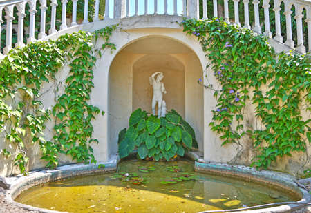 Nice, France- June 17, 2014: landscape garden Villa Ephrussi de Rothschild in Saint Jean Cap Ferratのeditorial素材