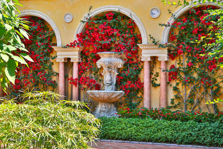 Nice, France- June 17, 2014: landscape garden Villa Ephrussi de Rothschild in Saint Jean Cap Ferratのeditorial素材