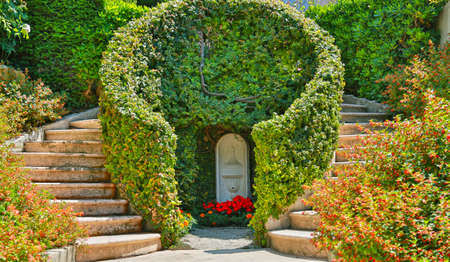 Nice, France- June 17, 2014: landscape garden Villa Ephrussi de Rothschild in Saint Jean Cap Ferratのeditorial素材