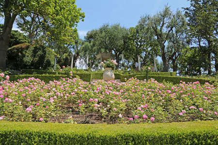 Nice, France- June 17, 2014: landscape garden Villa Ephrussi de Rothschild in Saint Jean Cap Ferratのeditorial素材