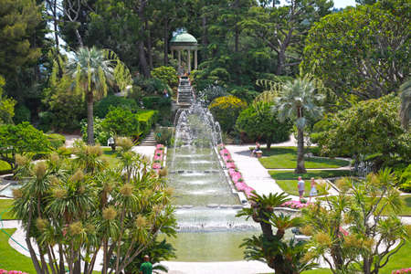 Nice, France- June 17, 2014: landscape garden Villa Ephrussi de Rothschild in Saint Jean Cap Ferratのeditorial素材