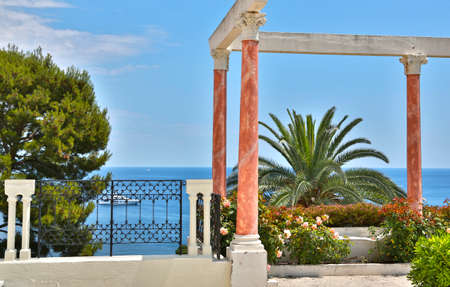 Nice, France- June 17, 2014: landscape garden Villa Ephrussi de Rothschild in Saint Jean Cap Ferratのeditorial素材