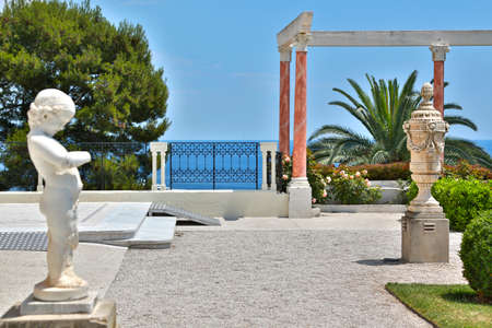 Nice, France- June 17, 2014: landscape garden Villa Ephrussi de Rothschild in Saint Jean Cap Ferratのeditorial素材