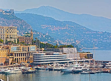 Monte-Carlo, Monaco - June 13, 2014: city and seaside, beautiful view from aboveのeditorial素材