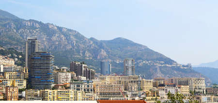 Monaco City, Monaco - June 13, 2014: luxurious residential buildings of Monaco, beautiful view from aboveのeditorial素材