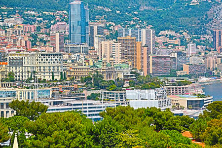 Monte-Carlo, Monaco - June 13, 2014: city and seaside, beautiful view from aboveのeditorial素材