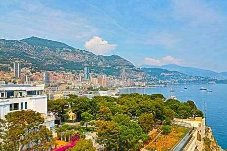 Monte-Carlo, Monaco - June 13, 2014: city and seaside, beautiful view from aboveのeditorial素材