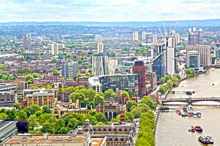 London, Great Britain -May 22, 2016: London cityscape with modern business buildings and historical buildings, view from aboveのeditorial素材