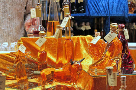 Stuttgart, Germany- December 19, 2010: Christmas Market, shopping stalls with festive productsのeditorial素材