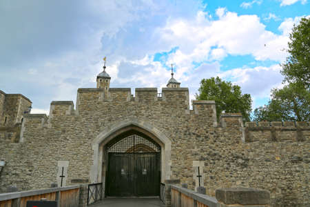 London, Great Britain -May 23, 2016: The old fortress Tower on the banks of the River Thames on a...