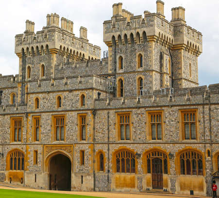 London, Great Britain -May 25, 2016: Windsor Castle, Lancaster tower, York tower, King George lV gate from the inside.のeditorial素材