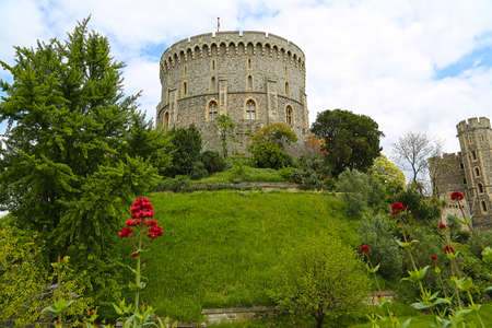 Windsor, Great Britain -May 25, 2016: Windsor Castle, Round Tower at Windsor Castle on a spring day.