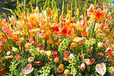 Sassenheim, Netherlands - April 21, 2018: 100 years Bloemencorso Bollenstreek Flower Parade traditional folk holidayのeditorial素材