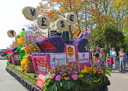 Sassenheim, Netherlands - April 21, 2018: 100 years Bloemencorso Bollenstreek Flower Parade...