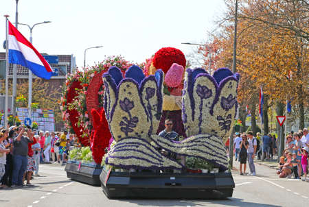 Sassenheim, Netherlands - April 21, 2018: 100 years Bloemencorso Bollenstreek Flower Parade...