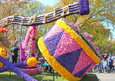 Sassenheim, Netherlands - April 21, 2018: 100 years Bloemencorso Bollenstreek Flower Parade...