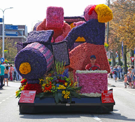 Sassenheim, Netherlands - April 21, 2018: 100 years Bloemencorso Bollenstreek Flower Parade...