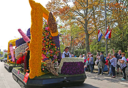 Sassenheim, Netherlands - April 21, 2018: 100 years Bloemencorso Bollenstreek Flower Parade...