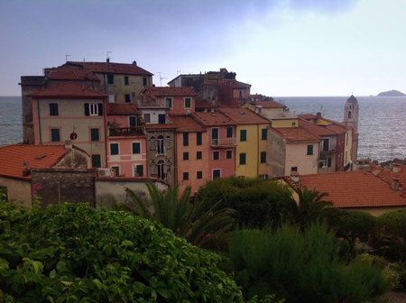 Panoramic view of Tellaro in Liguria, Italyの素材