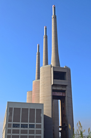 Former thermal power station of Barcelona BesÃ³s years from 1917 to 1966のeditorial素材