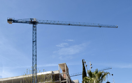 Cranes and tools for construction worksの写真素材