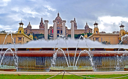 Monjuic fountain in Barcelonaのeditorial素材