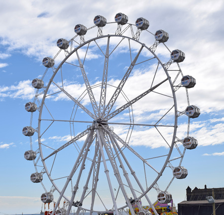 Ferris wheel by the sea in Barcelonaの写真素材