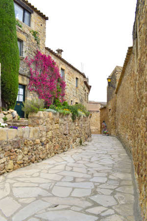 Streets of Peratallada, Gerona Spainの写真素材