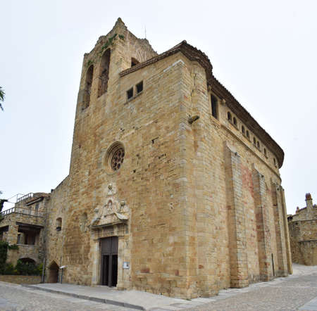 Gothic church of San Pedro in Pals Gerona Spainの写真素材