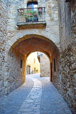Streets in Pals, Girona Catalonia Spainの写真素材
